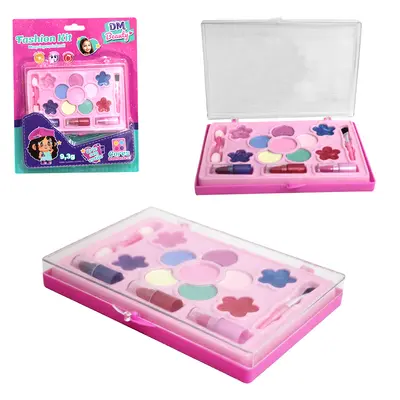 ESTOJO MAQUIAGEM SOMBRA + 4 GLOSS BRILHO LABIAL COM GLITTER + 3 BATONS E 2 PINCEIS FASHION KIT DM BEAUTY