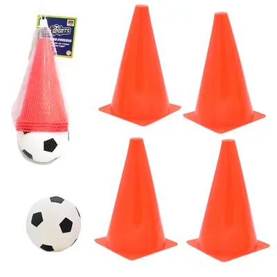 KIT TREINO FUTEBOL COM BOLA + 4 CONES DM SPORTS NA REDE
