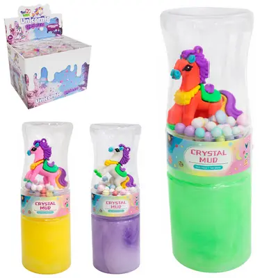 GELEINHA SLIME / GELECA + UNICORNIO CRYSTAL MUD TOP KIDS 175GR NO TUBO DP PLAY