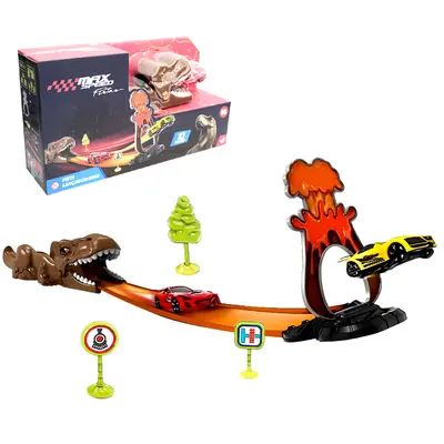 CARRO COM LANCADOR DINOSSAURO DINO COM ACESSORIOS MAX SPEED 10 PECAS