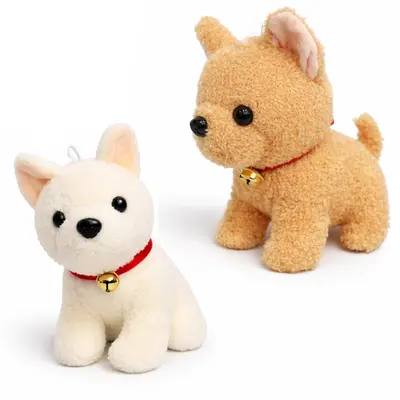 CACHORRO DE PELUCIA COM VENTOSA + GUIZO 20X18X13CM