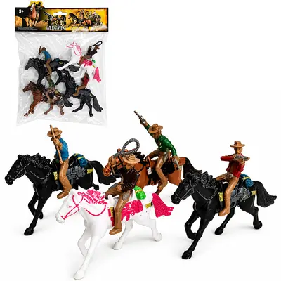 BONECO COM CAVALO WILD THE BEST WEST 8 PECAS