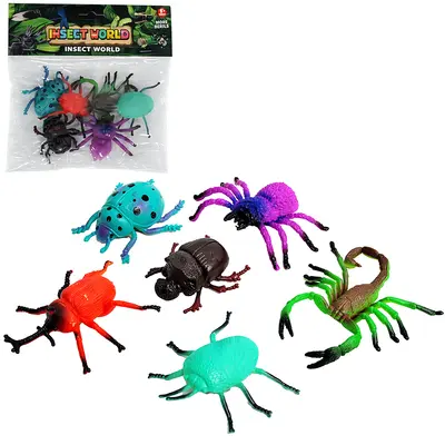 KIT ANIMAL SELVAGEM INSETOS DE PVC INSECT WORLD COM 6 PECAS