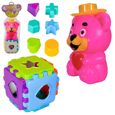 CUBO DE ENCAIXE DIDATICO BABY + URSO TECA COM SOM