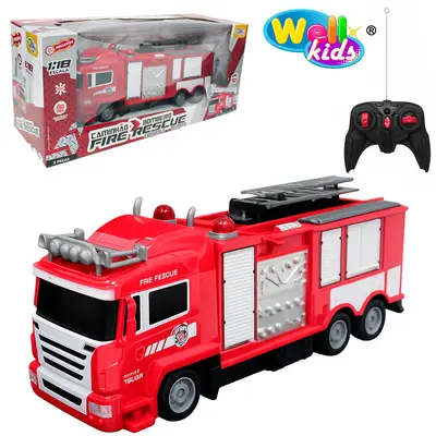 CAMINHAO BOMBEIRO COM CONTROLE REMOTO SEM FIO FIRE RESCUE POSSANTES 7 FUNCOES COM SOM E LUZ A PILHA