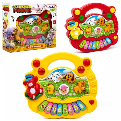 TECLADO / PIANO MUSICAL INFANTIL FAZENDINHA COM LUZ A PILHA TOP KIDS