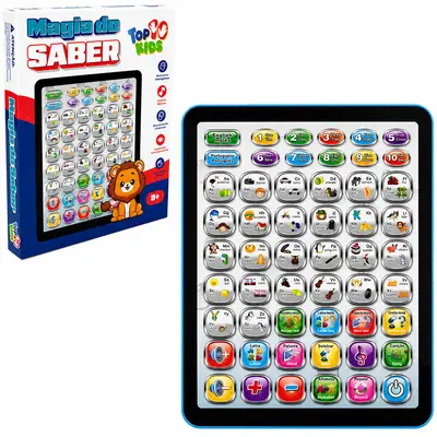 TABLET INTERATIVO BILINGUE PORTUGUES E INGLES 26 LETRAS E 32 PALAVRAS MAGIA DO SABER A PILHA TOP KIDS
