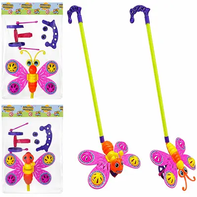 ABELHA / BORBOLETA BABY DE EMPURRAR COM GUIZO + CABO 40X40X18CM