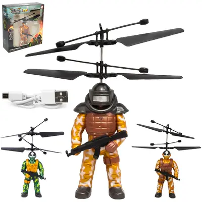 BONECO SOLDADO VOADOR DRONE COM SENSOR DE APROXIMACAO RECARREGAVEL USB + LUZ SK TOYS