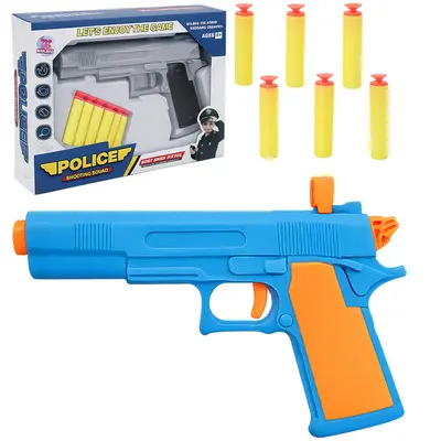 PISTOLA / REVOLVER LANCA DARDO ESPUMA/VENTOSA COM 6 DARDOS + MIRA