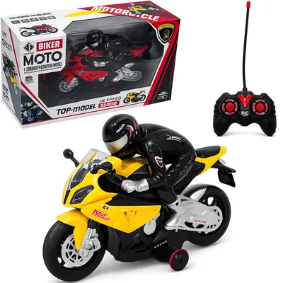 MOTO COM BONECO + CONTROLE REMOTO SEM FIO TOP-MODEL I'M SPEED S1000 COM SOM + LUZ A BATERIA RECARREGAVEL