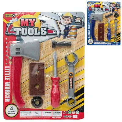 KIT FERRAMENTA INFANTIL COM MACHADO + PARAFUSO E ACESSORIOS MY TOOLS 6 PEÇAS