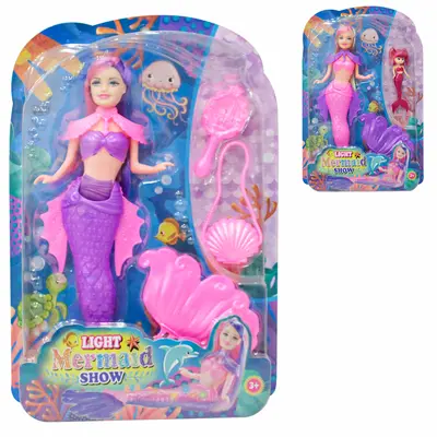 BONECA SEREIA LIGHT MERMAID SHOW MAE E FILHA COM LUZ A BATERIA 3 PECAS
