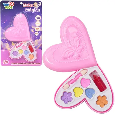 ESTOJO DE MAQUIAGEM COM SOMBRA + PINCEL PARA BONECA CORACAO TOP KIDS