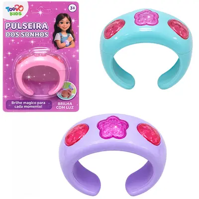 KIT BELEZA / BIJUTERIA INFANTIL PULSEIRA DOS SONHOS COM LUZ A BATERIA TOP KIDS