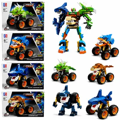 BLOCOS MONTAR SPEED RACING VEICULO FRICCAO PULL BACK/ANIMAL 2 EM 1 (4 MODELOS FORMA MEGA ROBO) TLEG