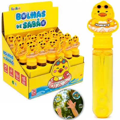 LANCA BOLHA DE SABAO NO TUBO PATO HAPPY 14CM DP PLAY