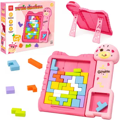 JOGO TORRE TETRIS GIRAFINHA 3 EM 1 COM 33 PECAS