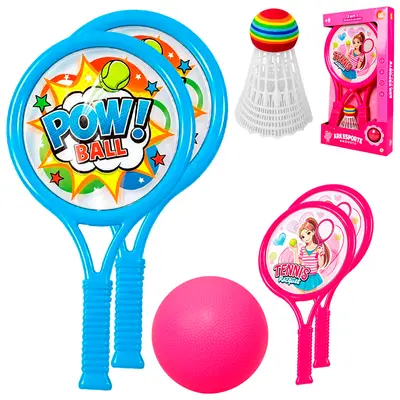 RAQUETE DE PLASTICO COM 2 PECAS + BOLINHA E PETECA ARK ESPORTE