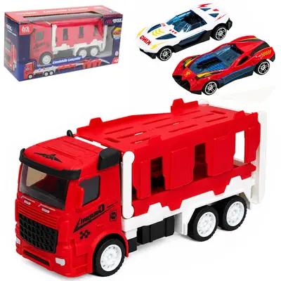 CAMINHAO A FRICCAO COM PISTA DOBRAVEL + LANCADOR E 2 CARROS MAX SPEED RODA LIVRE