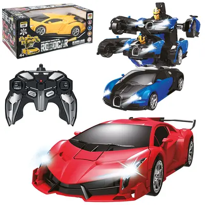 CARRO COM CONTROLE REMOTO SEM FIO TRANSFORME ROBOCAR 7 FUNCOES COM SOM E LUZ A BATERIA RECARREGAVEL
