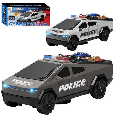 CARRO BATE E VOLTA CYBER POLICIA COM SOM E LUZ A PILHA