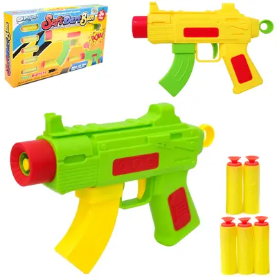 PISTOLA LANCA DARDO ESPUMA / VENTOSA COM 5 DARDOS SOFT DART GUN