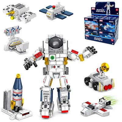 BLOCOS DE MONTAR INBLOX 2 EM 1 (12 MODELOS FORMA SUPER ASTRONAUTA) TLEG DP PLAY