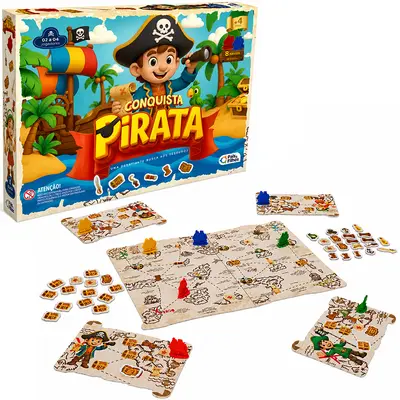 JOGO CONQUISTA PIRATA COM 1 TABULEIRO + 1 DADO E 8 NAVIOS