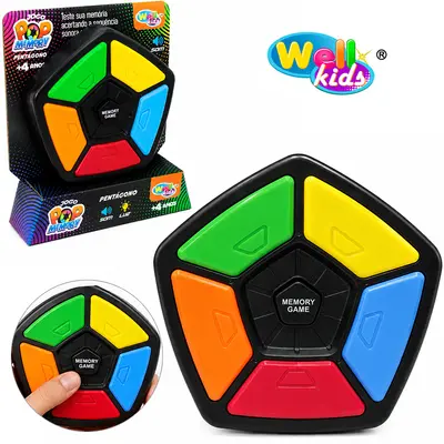 JOGO DA MEMORIA POP MEMORY PENTAGONO C/SOM E LUZ A PILHA 14X13,5CM