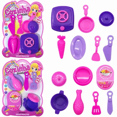 KIT COZINHA INFANTIL COM FOGAO + PANELA ACESSORIOS 6 PECAS