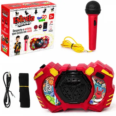 CAIXA DE SOM KARAOKE ESTRELA DA MUSICA COM MICROFONE A PILHA TOP KIDS