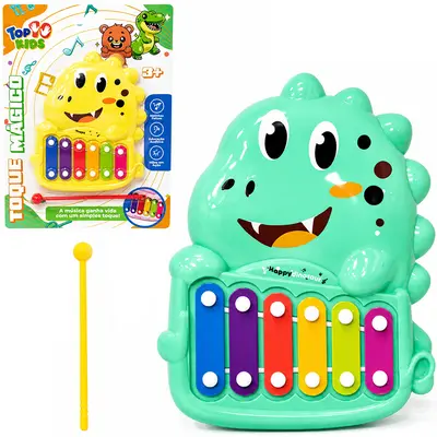 XILOFONE MUSICAL INFANTIL DINOSSAURO TOQUE MAGICO TOP KIDS 16,5X13,5CM