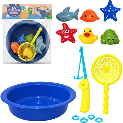 BRINQUEDO PARA BANHO PESCARIA COM BICHINHOS + ACESSORIOS 13 PECAS