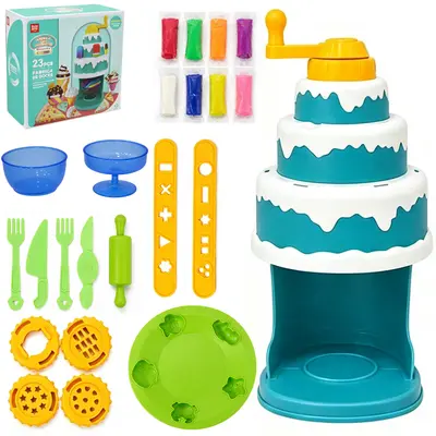 MASSINHA DE MODELAR FABRICA DE DOCES / SOBREMESAS COM 8 CORES 20GR + ACESSORIOS 23 PECAS