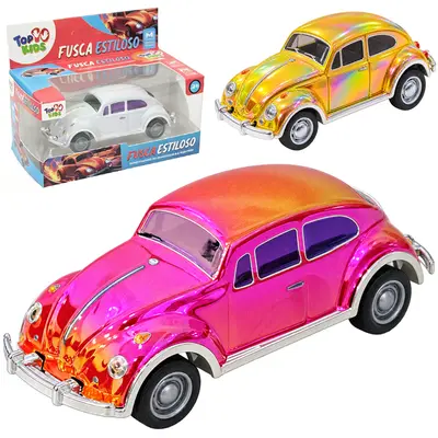 CARRO DE METAL FUSCA ESTILOSO CINTILANTE A FRICCAO PULL BACK TOP KIDS