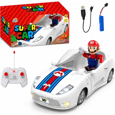 CARRO COM CONTROLE REMOTO SEM FIO SUPER CAR COM BONECO 7 FUNCOES A BATERIA RECARREGAVEL