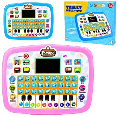 TABLET INTERATIVO COM 26 LETRAS E TECLADO/PIANO A PILHA