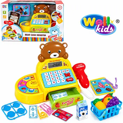 CAIXA REGISTRADORA COM SOM + LUZ E ACESSORIOS LITTLE BEAR A PILHA 12 PECAS