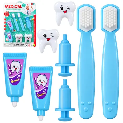 KIT MEDICO INFANTIL DENTISTA COM DENTE + ESCOVA E ACESSORIOS MEDICAL 7 PECAS
