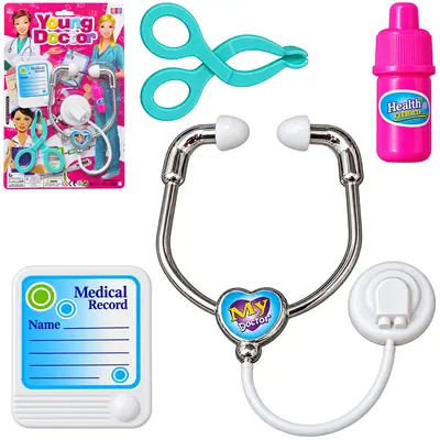 KIT MEDICO INFANTIL COM ESTETOSCOPIO E ACESSORIOS YOUNG DOCTOR 4 PECAS