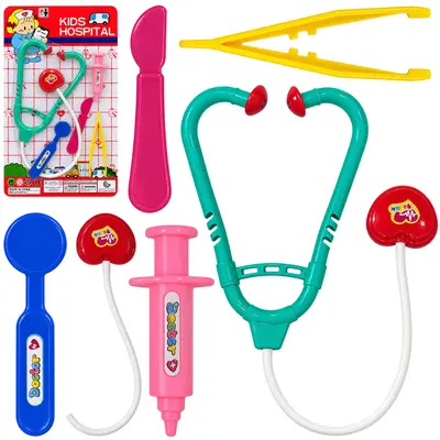 KIT MEDICO INFANTIL COM ESTETOSCOPIO E ACESSORIOS 5 PECAS
