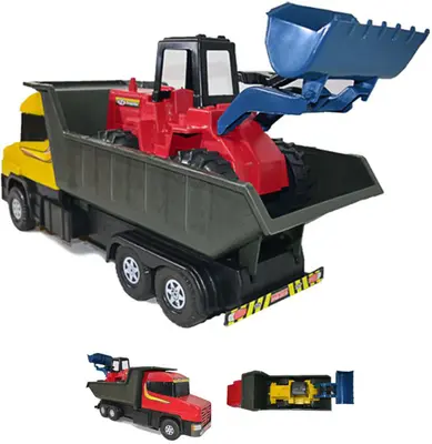 CAMINHAO CACAMBA / BASCULANTE COM TRATOR PA CARREGADEIRA RODA LIVRE COLORS 52CM