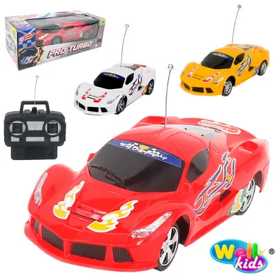 CARRO COM CONTROLE REMOTO SEM FIO PRO TURBO 7 FUNCOES COM LUZ A PILHA WELLKIDS