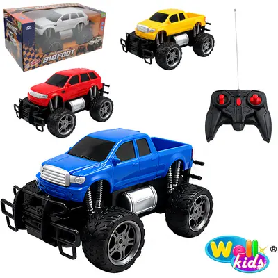 CARRO COM CONTROLE REMOTO SEM FIO PICK-UP BIGFOOT POSSANTES 7 FUNCOES A PILHA WELLKIDS