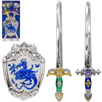 KIT MEDIEVAL COM 2 ESPADAS + ESCUDO