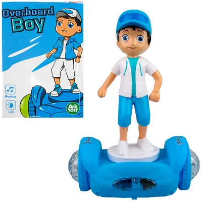 BONECO OVERBOARD BOY EM PE COM SOM E LUZ A PILHA NA CAIXA