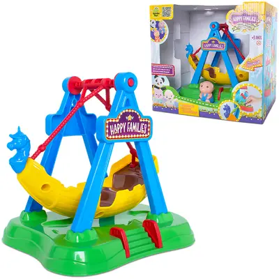 KIT PARQUE DE DIVERSAO BARCO VIKING COM PANDA / URSO HAPPY FAMILIES 21X19X16,5CM