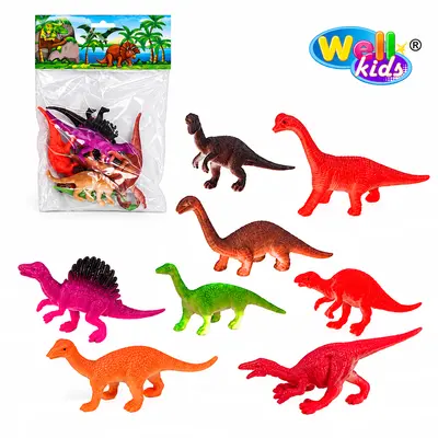 KIT ANIMAL DINOSSAURO DE PVC FESTA NA SELVA ANIMAIS INCRIVEIS DINO 8 PECAS WELLKIDS