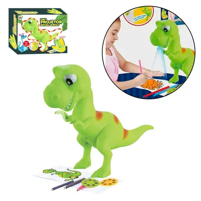 DINOSSAURO PROJETOR IMAGEM PARA PINTURA 12 CANETINHA + SLIDES A PILHA 35X27,5X11CM